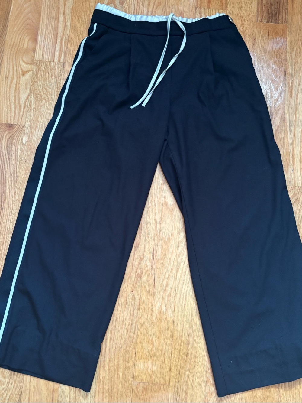 Black Wide Leg with White Stripe on the side